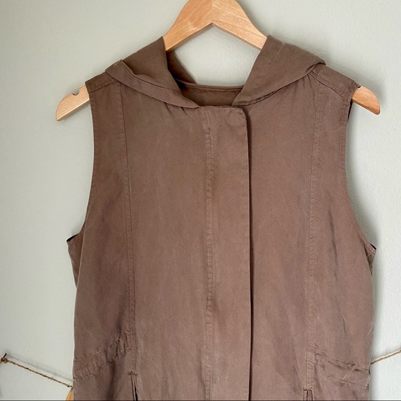 BB Dakota Hidden Zipper Hooded Khaki Utility Vest - Picture 2 of 13